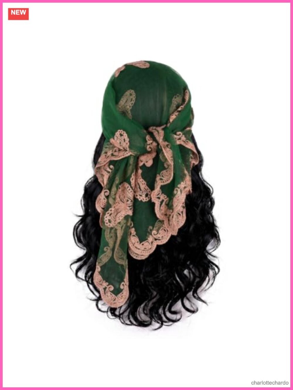 Lace Head Scarf with Flower Embroidery One Size Polyester